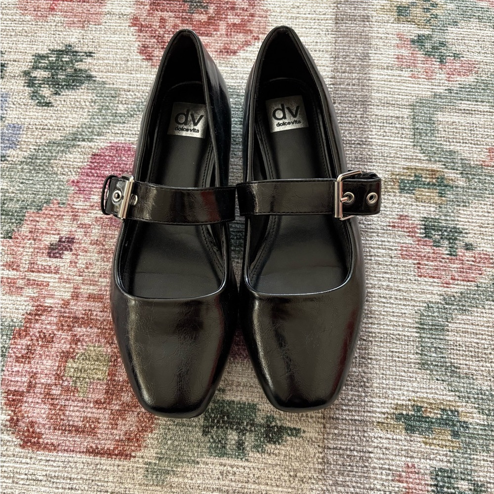 Size 8.5- Dolce Vita Glossy Black Mary Jane Flats